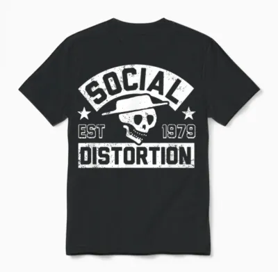 Offizielle Social Distortion T-Shirt, Unisex Erwachsene, Punk-Rock-Fans, Klassisch, Kurzarm, T-Shirt, Schwarz, S Unisex T-Shirt - Black