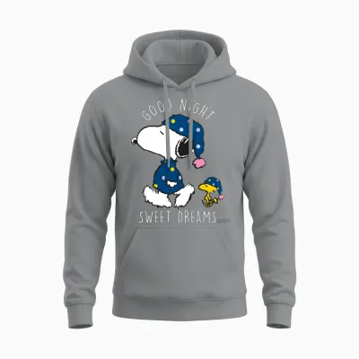 Peanuts - Snoopy Good Night Sweet Dreams Long Sleeve Shirt, Black, S Unisex Hoodie - Sport Grey