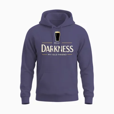 Hello Darkness My Old Friend Irish Beer St. Patrick's Day Unisex Hoodie - Heather Sport Dark Navy