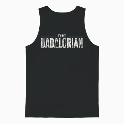 Star Wars the Mandalorian the Dadalorian Weathered Logo Unisex Tank Top - Black