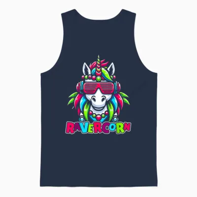 Techno Unicorn Music - Party Rave Nightclub Dj Techno Unisex Tank Top - Navy