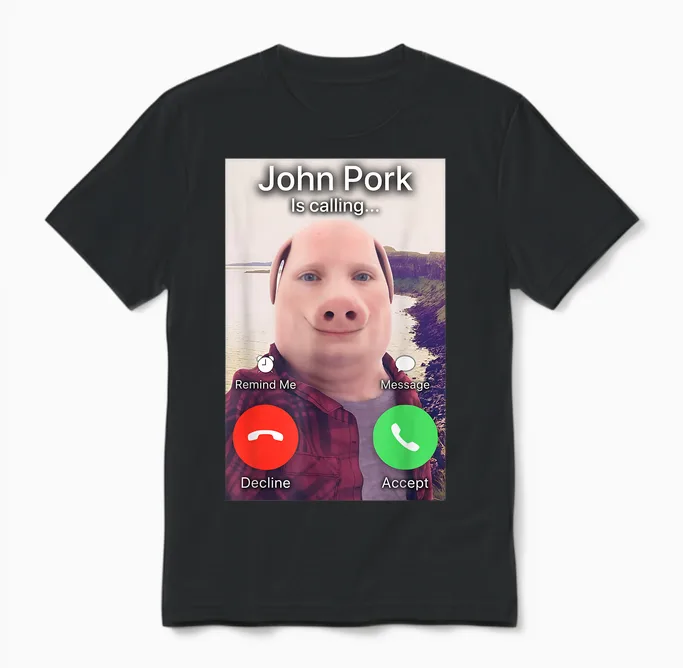 John Pork T-Shirt, Black, S Unisex T-Shirt in Black