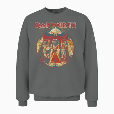 Iron Maiden Powerslave Lightning Circle Unisex Sweatshirt - Graphite Heather