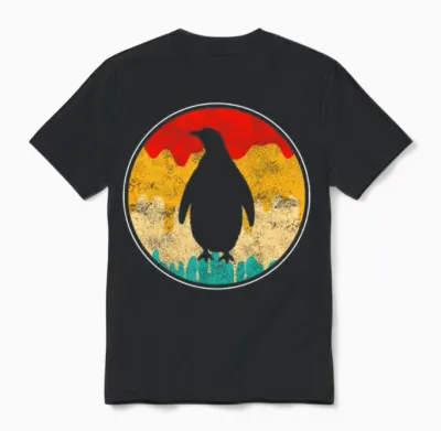 Penguin Retro Unisex T-Shirt - Black