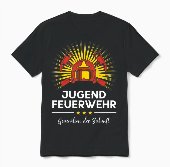 Jugend Feuerwehr Kind Feuerwehrfrau Nachwuchs Feuerwehrmann Langarmshirt Unisex T-Shirt in Black