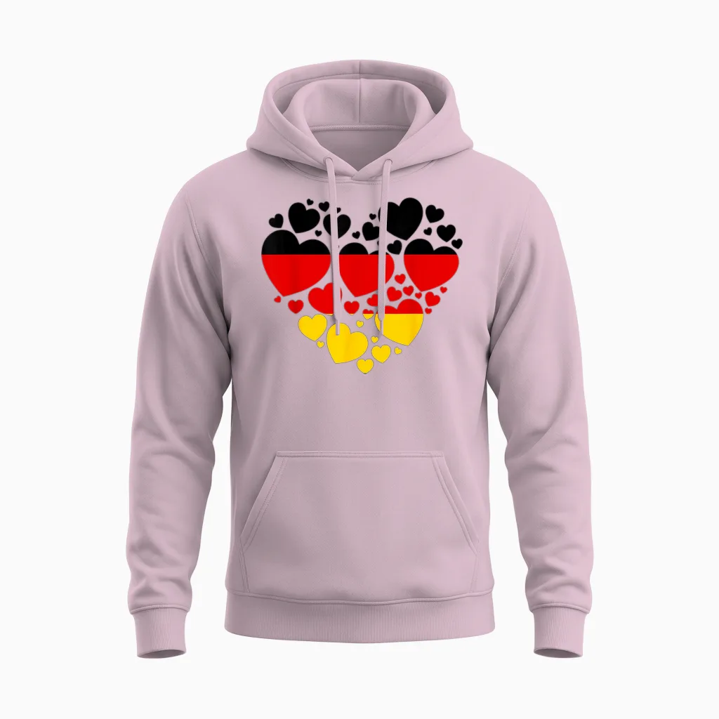 Deutschland Flagge Herz Idee Für Frauen & Deutsche Flagge Erbe Unisex Hoodie in Light Pink