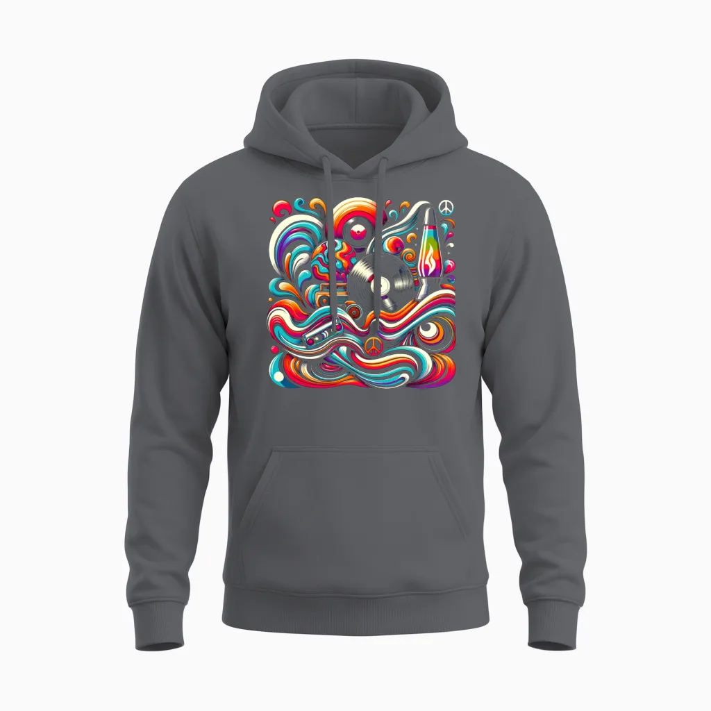 Retro Swirl Vibes Unisex Hoodie - Charcoal