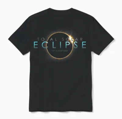 Total Solar Eclipse 12th August 2026 Celebrate Totality Unisex T-Shirt - Black