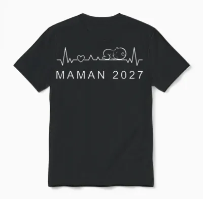 Future Maman 2027 Battement De Cœur Annonce De La Grossesse Unisex T-Shirt - Black