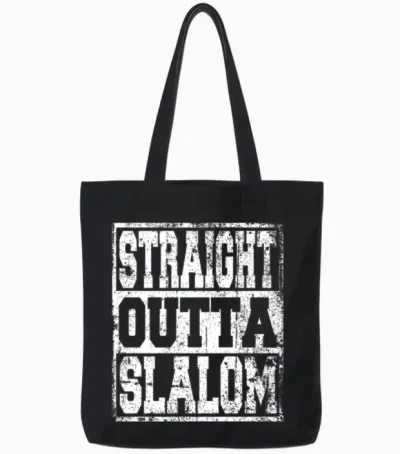 Slalom Saying Funny Tote Bags - Black