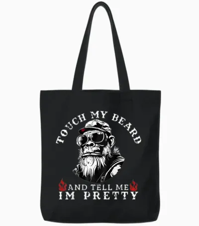 Touch My Beard and Tell Me I'm Pretty Monkey Tote Bags - Black