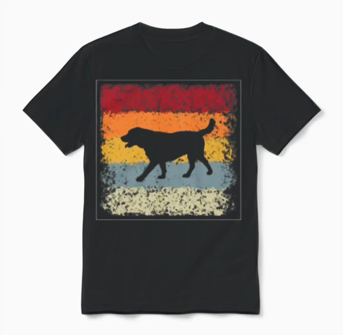 Dog Retro Lovers Unisex T-Shirt in Black