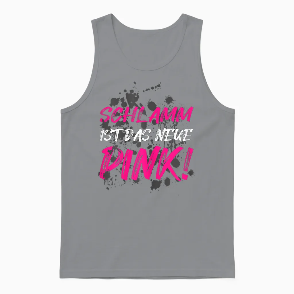 Muddy Race Mud Run T-Shirt Pink, Black Unisex Tank Top in Sport Grey