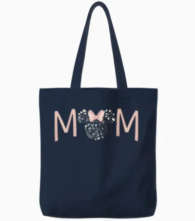 Disney Minnie Mouse Spring Florals Mom T-Shirt, Black Tote Bags - Navy