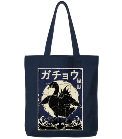 Funny Goose Japanese Kawaii Tote Bags - Navy