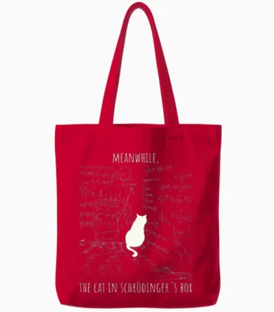 Schrödinger's Cat Math Teacher Humor Tote Bags - Red