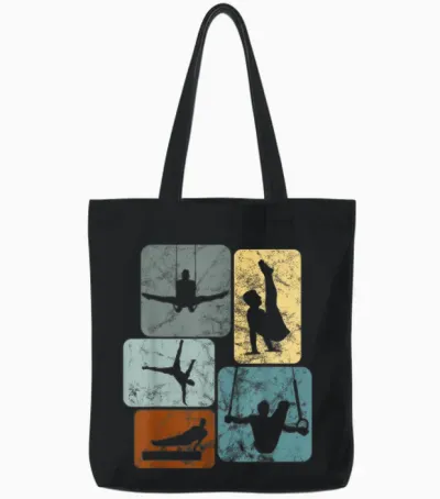 Gymnastics Boys Acrobatics Boys Gymnastics T-Shirt, Black, S Tote Bags - Black