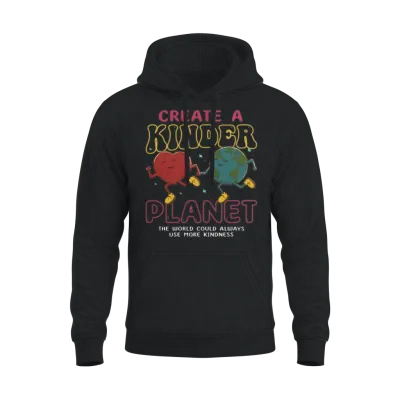 Create a Kinder Planet Unisex Hoodie - Black