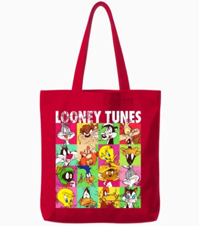 Looney Tunes Characters Collage Tote Bags - Red