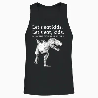 Funny Let's Eat Kids Punctuation Saves Lives Grammar Unisex Tank Top - Black