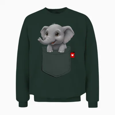 Elefant in Der Tasche Guckt Süßer Tier-Elefant Unisex Sweatshirt - Forest