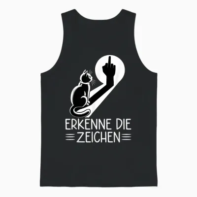 Know the Signs Funny Cat Shadow Waving Cat T-Shirt, Black Unisex Tank Top - Black