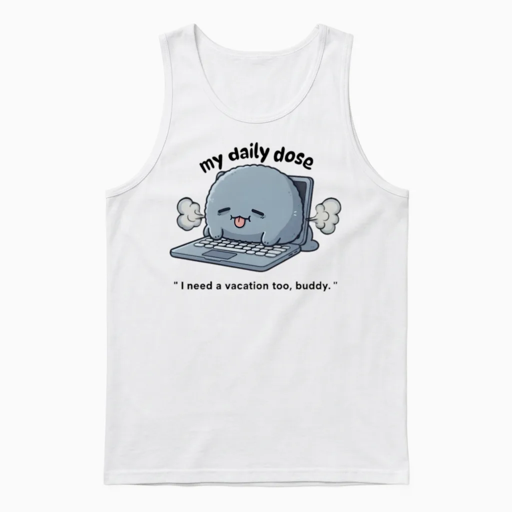 Vacation Needer: My Daily Dose Unisex Tank Top in White