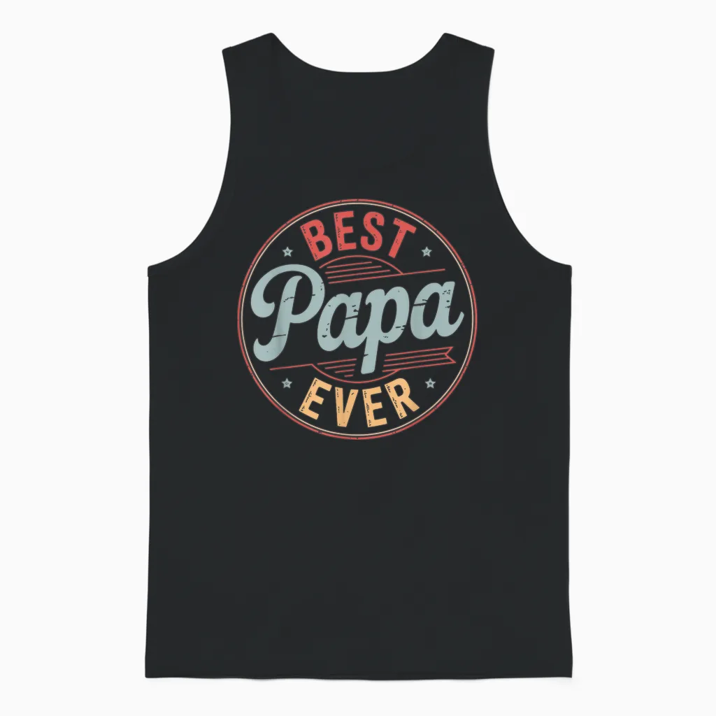 Funny Papa Art for Grandpa from Grandkids Father's Day Papa Unisex Tank Top in Black