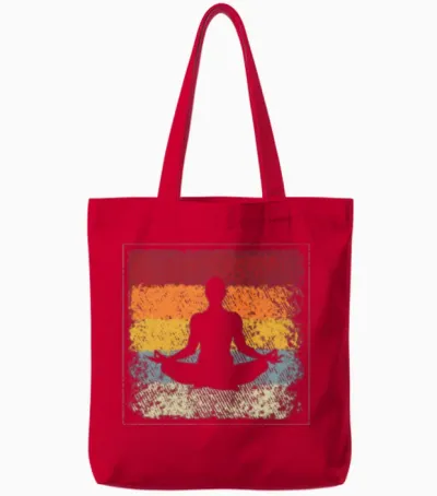 Meditation Retro Tote Bags - Red
