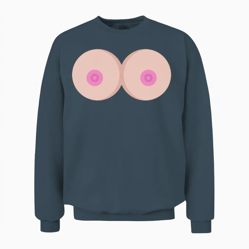 Big Tits, Huge Boobs Unisex Sweatshirt in Dark Heather