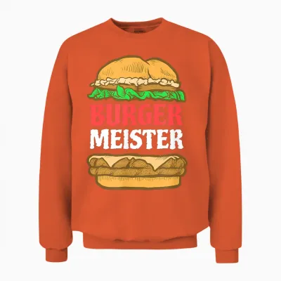 Men's Burger Meister T-Shirt I Bürgermeister Grillen Bbq Grill T-Shirt, Black Unisex Sweatshirt - Orange