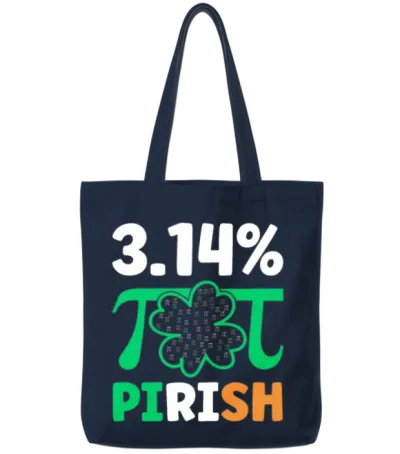 3.14% Pirish Funny St. Patricks Math Geek Pi Day Tote Bags - Navy