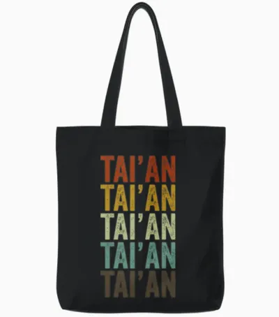 Tai'an China Retro Vintage Tote Bags - Black