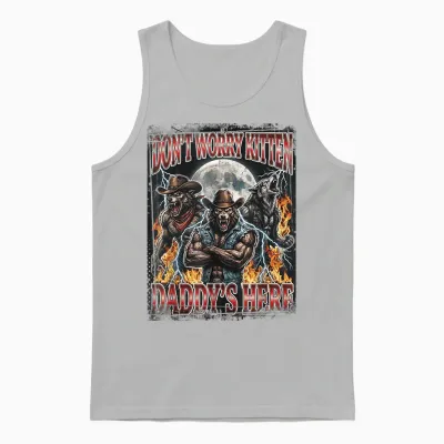 Daddy's Here Cowboy T-Shirt Pack of 3 Unisex Tank Top - Ash