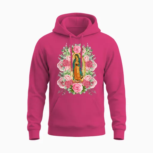 Virgen De Guadalupe Our Lady of Guadalupe Unisex Hoodie - Heliconia