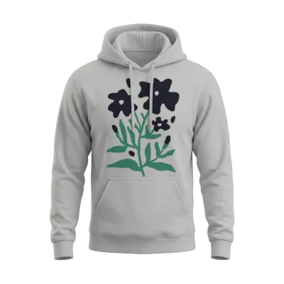 Elegant Floral Design Unisex Hoodie - Ash