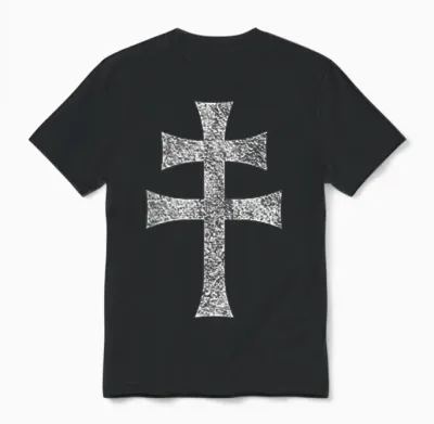 Cross of Lorraine Anjouu Patriarchal Cross Unisex T-Shirt - Black