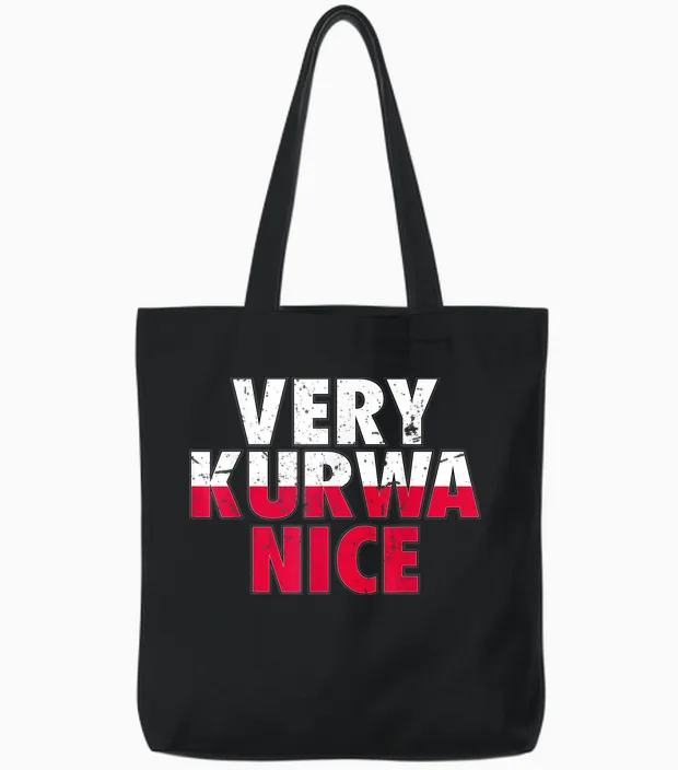Very Kurwa Nice Polen Polska Polskie Eagle Tote Bags in Black