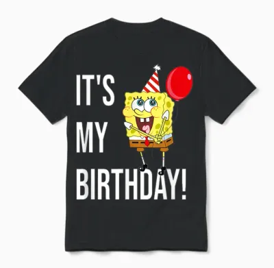 Mademark X Spongebob Squarepants - Spongebob - It's My Birthday! Unisex T-Shirt - Black