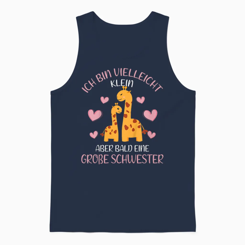 Ich Bin Bald Eine Große Schwester 2026 Giraffe Girls' Unisex Tank Top in Navy