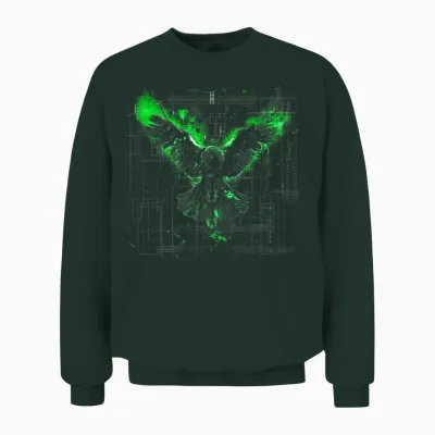 Minimalistische Cyberpunk Fantasy Adler Arkane Grün Japanische Kunst Unisex Sweatshirt - Forest