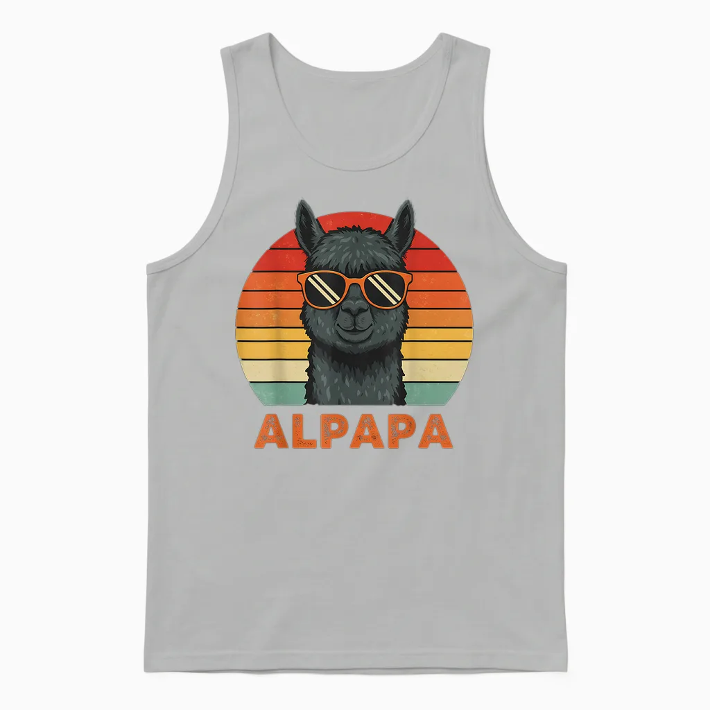 Funny Alpaca Dad Design Father's Day Unisex Tank Top in Ash