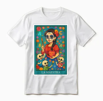 La Maestra | Spanish-Mexican Bingo Card Funny Gifts Unisex T-Shirt - White