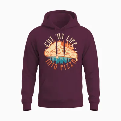 Cut My Life into Pizza Italian Unisex Hoodie - Maroon