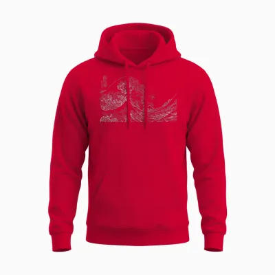 Japanese Wave Ocean Traditional Japan Men's Graphic Unisex Hoodie - Red