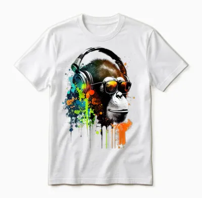 Dj Monkey Affen Mit Sonnenbrille Unisex T-Shirt - White
