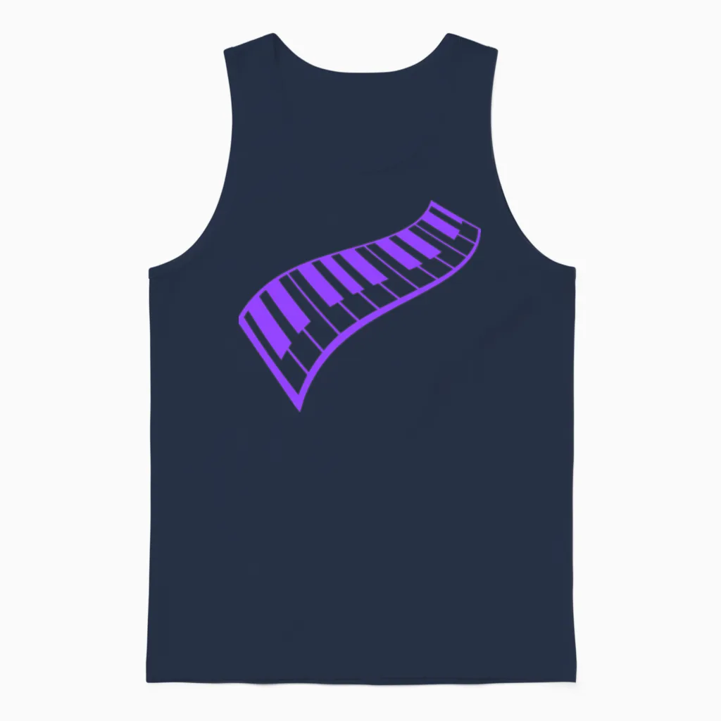 Grand Piano Organ Synthesizer Keyboard Music Logo Unisex Tank Top in Navy
