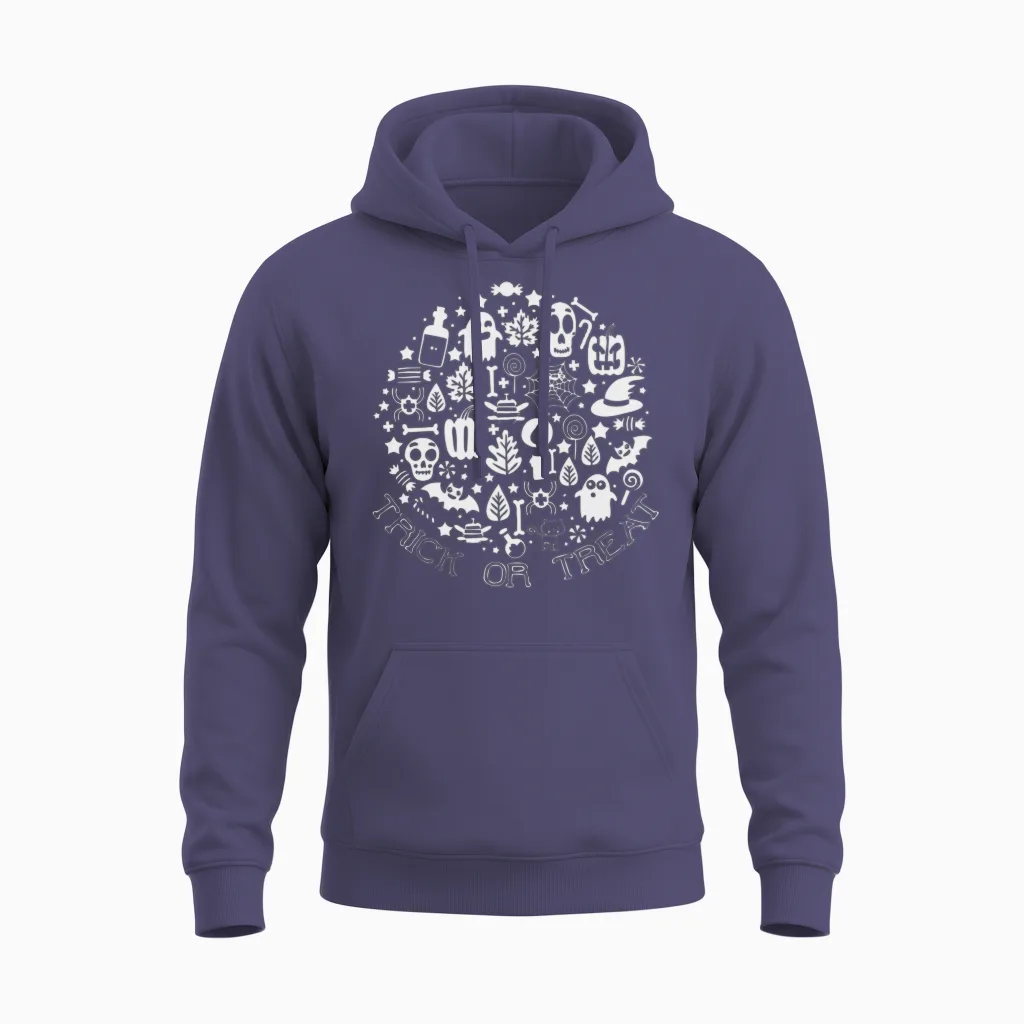 Retro Trick or Treat Haloween Unisex Hoodie - Heather Sport Dark Navy