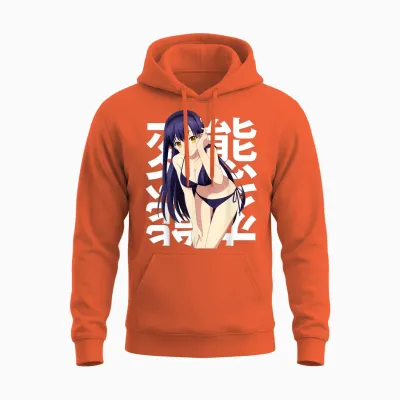 Cosplay Animé Belle Fille Obscène Et Mignonne Kawaii Waifu Otaku Unisex Hoodie - Orange