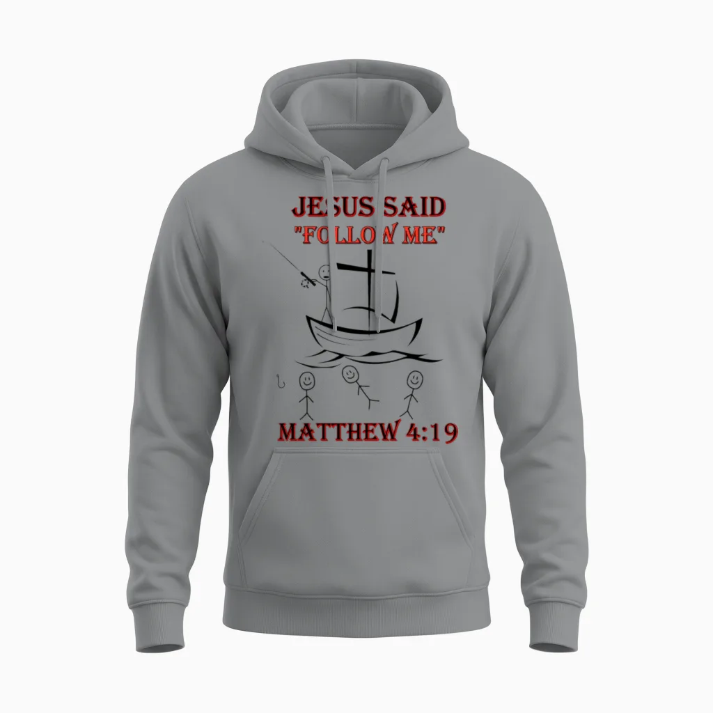 Matthew 4:19 Design Unisex Hoodie in Sport Grey